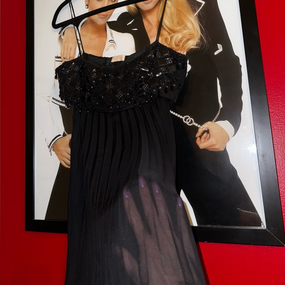 🖤 Vintage Valentino Beaded Sheer Mini Dress /Top - Picture 12 of 15